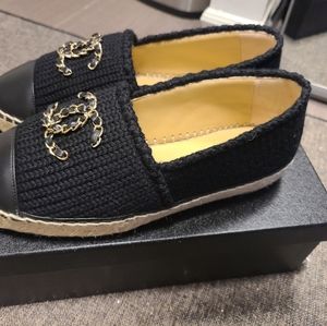 Authentic Black Chanel Knit Espadrilles size 7